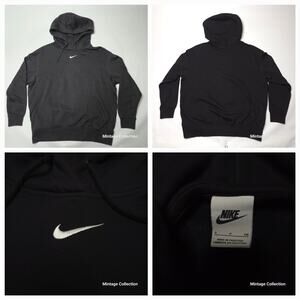 Nike Womens Black Oversized Hoodie Center Swoosh Logo SZ S